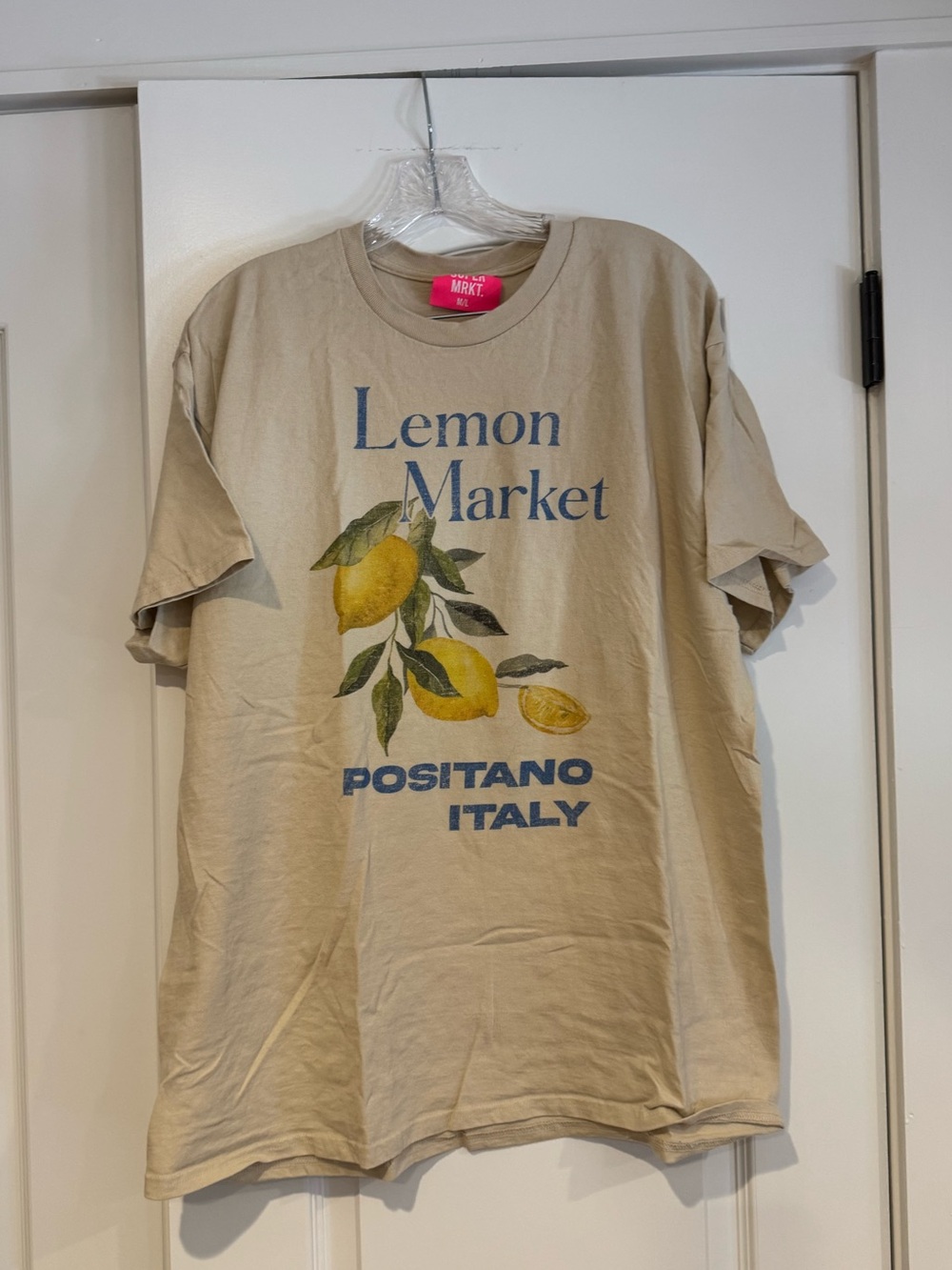 Lemon Market Positano Italy Graphic Tee - Oversized Beige NWOT M/L